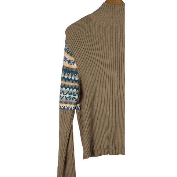 Vtg Y2K Sweater XL Faded Glory Turtleneck Ribbed Nordic Fair Isle Stripe Womens - Picture 4 of 6